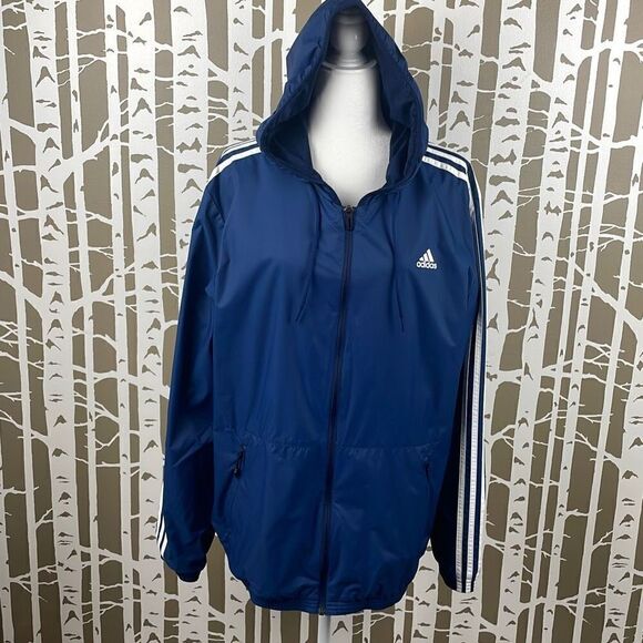 Adidas Nylon Hooded Windbreaker Jacket sz XL - Picture 2 of 14